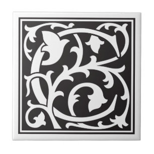 Morrisesque decoratieve initiaal letter C Tegeltje