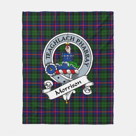 Morrison Clan Badge Tartan Plaid Fleece Deken (Voorkant)