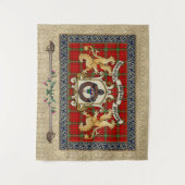 Morrison Clan Badge & Tartan w/Lions Wandkleed (Voorkant)