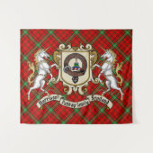 Morrison Clan Badge & Unicorns met Tartan Wandkleed (Voorkant (horizontaal))