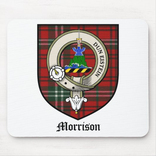 Morrison Clan Crest Badge Tartan Muismat (Voorkant)
