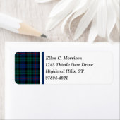 Morrison Clan Green en Blue Schotse Tartan Etiket (Insitu)