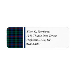 Morrison Clan Green en Blue Schotse Tartan Etiket
