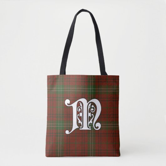 Morrison Clan Tartan Monogram Tote Bag (Voorkant)