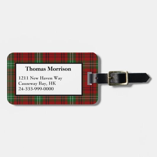 Morrison Clan Tartan Plaid Bagage Label (Voorkant horizontaal)