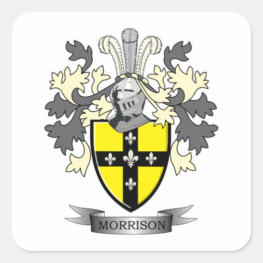 Morrison Family Crest Coat of Arms Vierkante Sticker (Voorkant)