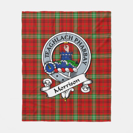 Morrison Red Modern Clan Badge Tartan Fleece Deken (Voorkant)
