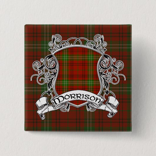 Morrison Tartan Shield Vierkante Button 5,1 Cm (Voorkant)
