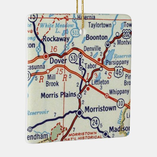 Morristown NJ  Map Keramisch Ornament (Rechts)