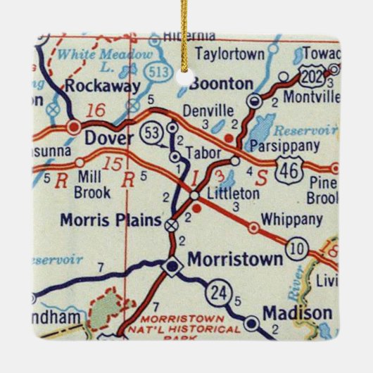 Morristown NJ  Map Keramisch Ornament (Achterkant)