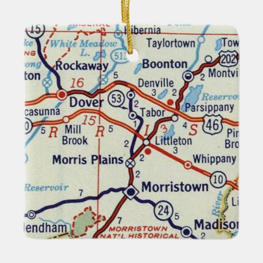 Morristown NJ  Map Keramisch Ornament (Voorkant)