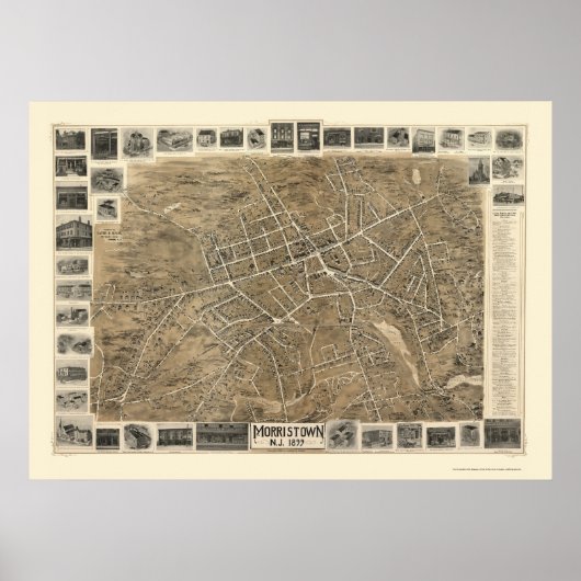 Morristown, NJ Panoramic Map - 1899 Poster (Voorkant)