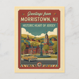 Morristown NJ Retro Reis 1950s Stijl Briefkaart