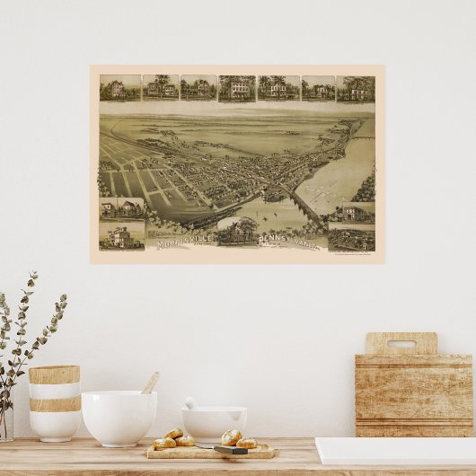 Morrisville, PA Panoramic Map - 1893 Poster (Keuken)