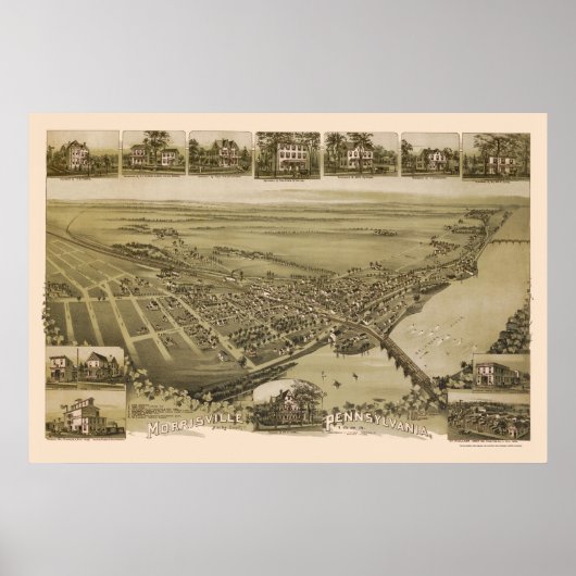 Morrisville, PA Panoramic Map - 1893 Poster (Voorkant)