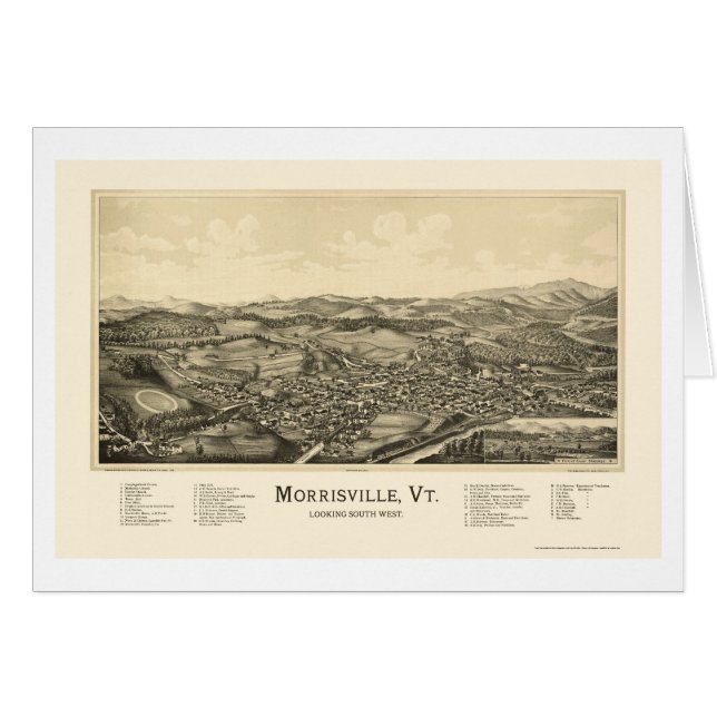Morrisville, VT Panoramic Map - 1889 (Voorkant Horizontaal)