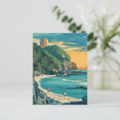 Morro Bay Beach California schilderij Briefkaart (Staand voorkant)