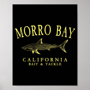 Morro bay california haai retro gele kunst poster