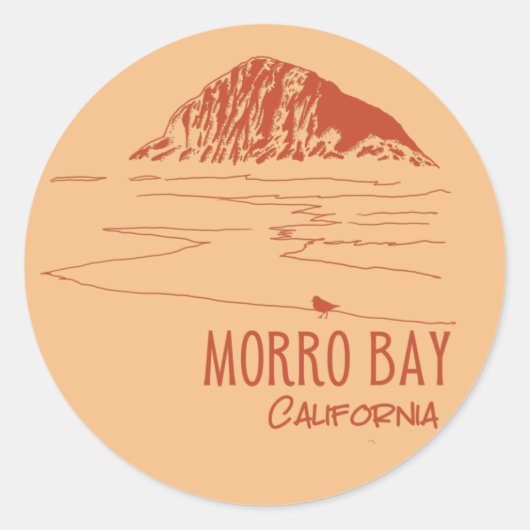 Morro Bay California Morro Rock Ronde Sticker (Voorkant)