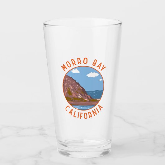 Morro Bay California Retro Noodlijdende Cirkel Glas (Voorkant)