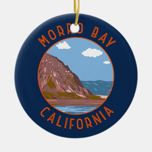 Morro Bay California Retro Noodlijdende Cirkel Keramisch Ornament (Voorkant)