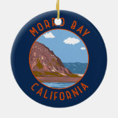 Morro Bay California Retro Noodlijdende Cirkel Keramisch Ornament (Achterkant)