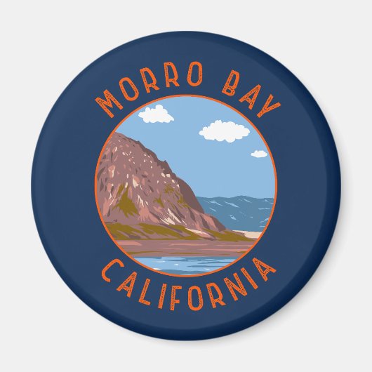 Morro Bay California Retro Noodlijdende Cirkel Magneet (Voorkant)