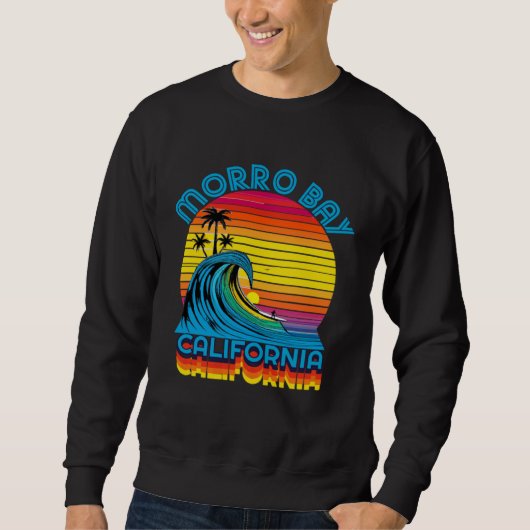 Morro Bay California Retro Throwback Surf & Beach Trui (Voorkant)