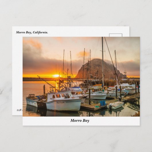 Morro Bay Harbour op Sunset Briefkaart (Voorkant / Achterkant)