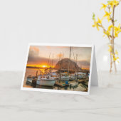 Morro Bay Harbour op Sunset Wenskaart Kaart (Gele Bloem)