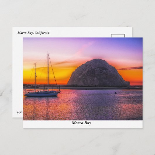 Morro Bay op zonsondergang Briefkaart (Voorkant / Achterkant)