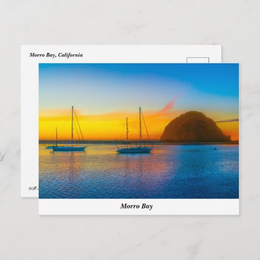 Morro Bay op zonsondergang Briefkaart (Voorkant / Achterkant)