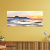 Morro Bay Sunset Sail Waterverf Canvas afdrukken (Insitu (Woonkamer))