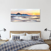 Morro Bay Sunset Sail Waterverf Canvas afdrukken (Insitu (Slaapkamer))