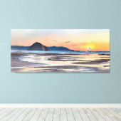 Morro Bay Sunset Sail Waterverf Canvas afdrukken (Insitu (Houten vloer))