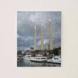 Morro Bay Vist boats en mokestacks Legpuzzel