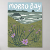 Morro Bay Wildflower California Illustration Beach Poster (Voorkant)