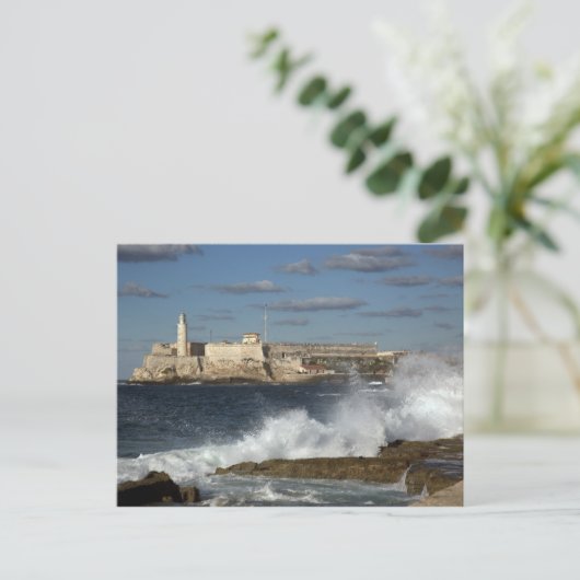 Morro Castle, Havana, Cuba, Crashing Waves Briefkaart (Staand voorkant)