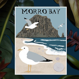 Morro Rock Bay Central California Beach Seagulls Briefkaart