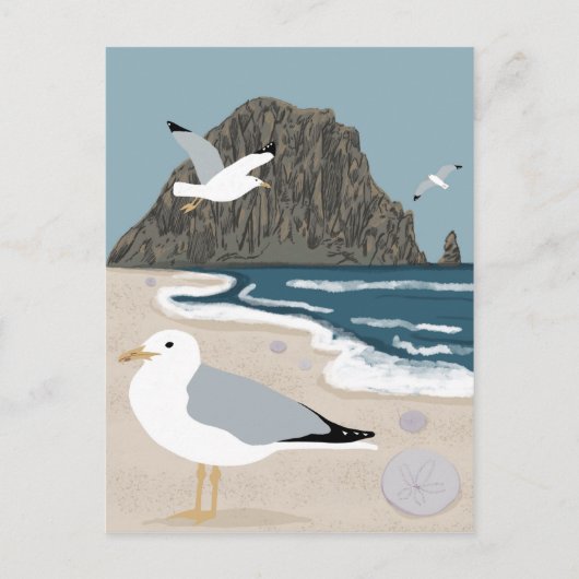 Morro Rock Bay Central California Beach Seagulls Briefkaart (Voorkant)
