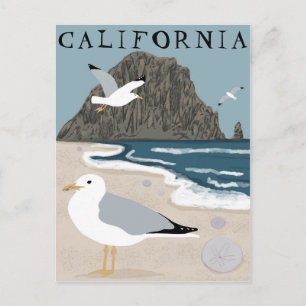 Morro Rock Bay Central California Beach Seagulls P Briefkaart