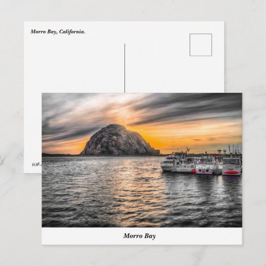 Morro Rock bij Dusk Briefkaart (Voorkant / Achterkant)
