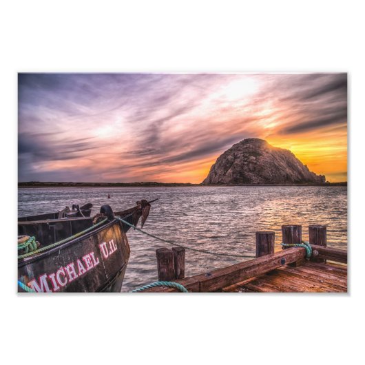 Morro Rock bij Dusk Photo Print Foto Afdruk (Voorkant)