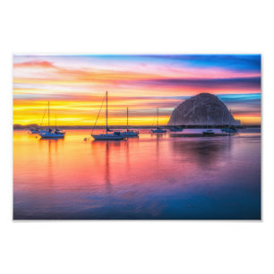 Morro Rock bij Dusk Photo Print Foto Afdruk