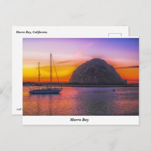 Morro Rock bij Sunset Briefkaart (Voorkant / Achterkant)