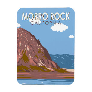Morro Rock California Travel Art Vintage Magneet