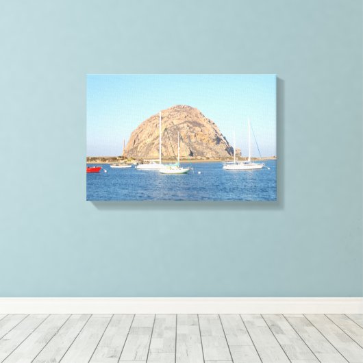 Morro Rock, Californië Canvas Afdruk (Insitu (Houten vloer))