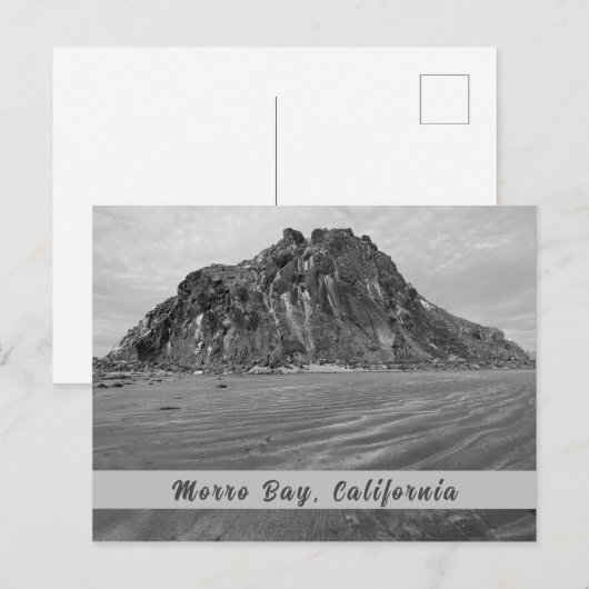 Morro Rock, Morro Bay in zwart-wit Briefkaart (Voorkant / Achterkant)