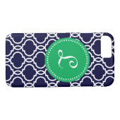 Morrocan Custom Monogram in Navy en Kelly Green Case-Mate iPhone Case (Achterkant (Horizontaal))