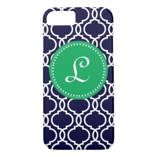 Morrocan Custom Monogram in Navy en Kelly Green Case-Mate iPhone Case (Achterkant)
